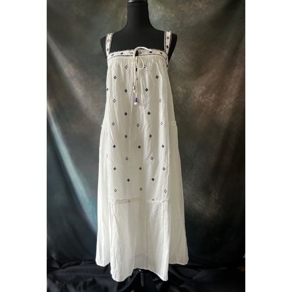 New Velvet Graham & Spencer XS Riley White Embroidered Maxi Dress Sleeveless - Picture 1 of 8